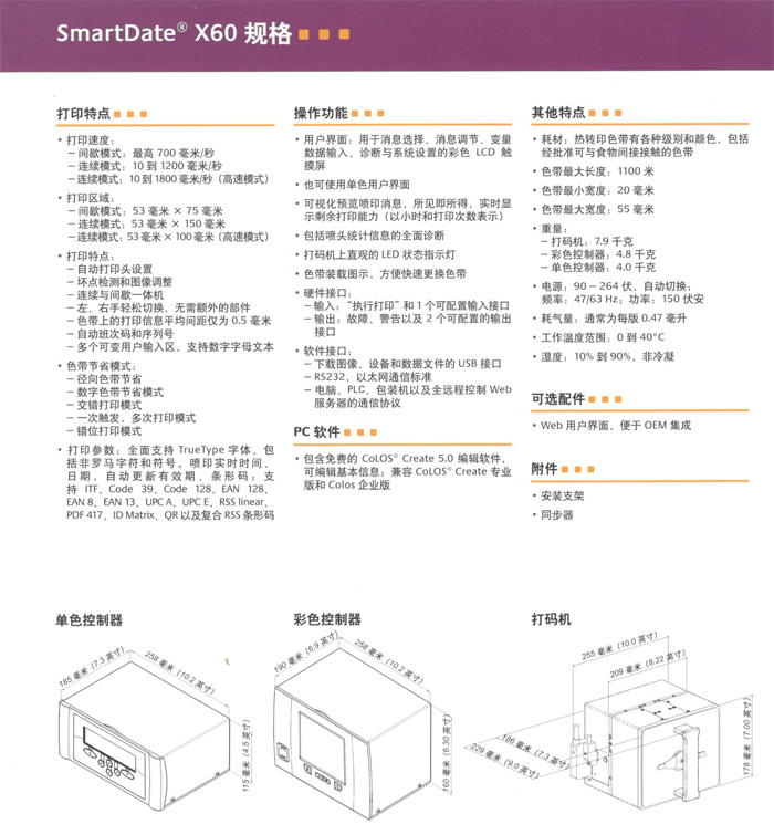 馬肯依瑪士X60熱轉(zhuǎn)印打碼機(jī)打印特點(diǎn)及操作功能